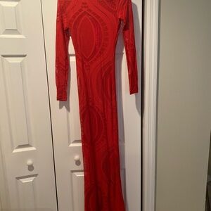 Monaco Red Lace BodyCon Long Sleeve Dress